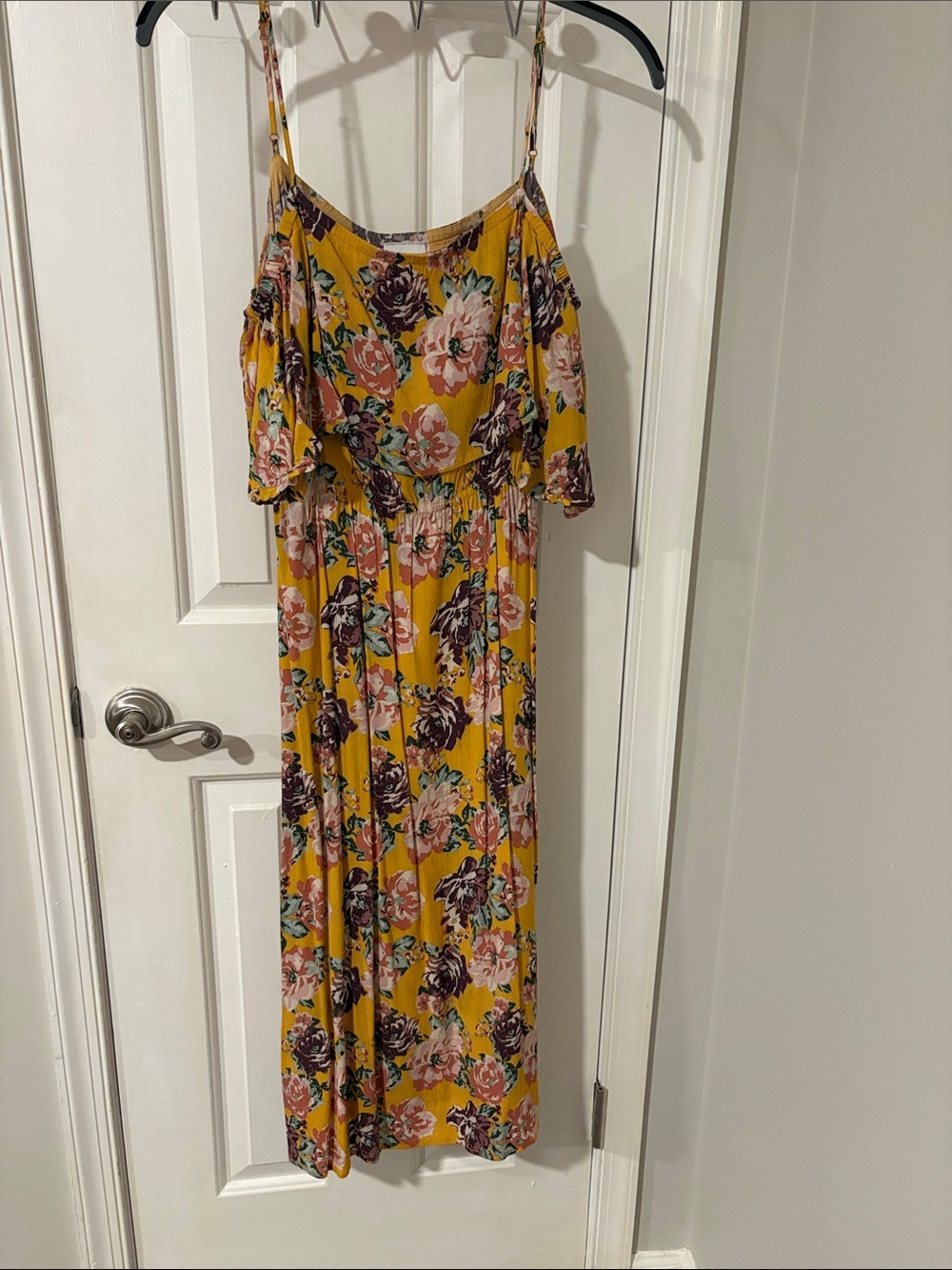 Abound Mustard Floral Maxi Dress with Purple & Pink Blooms